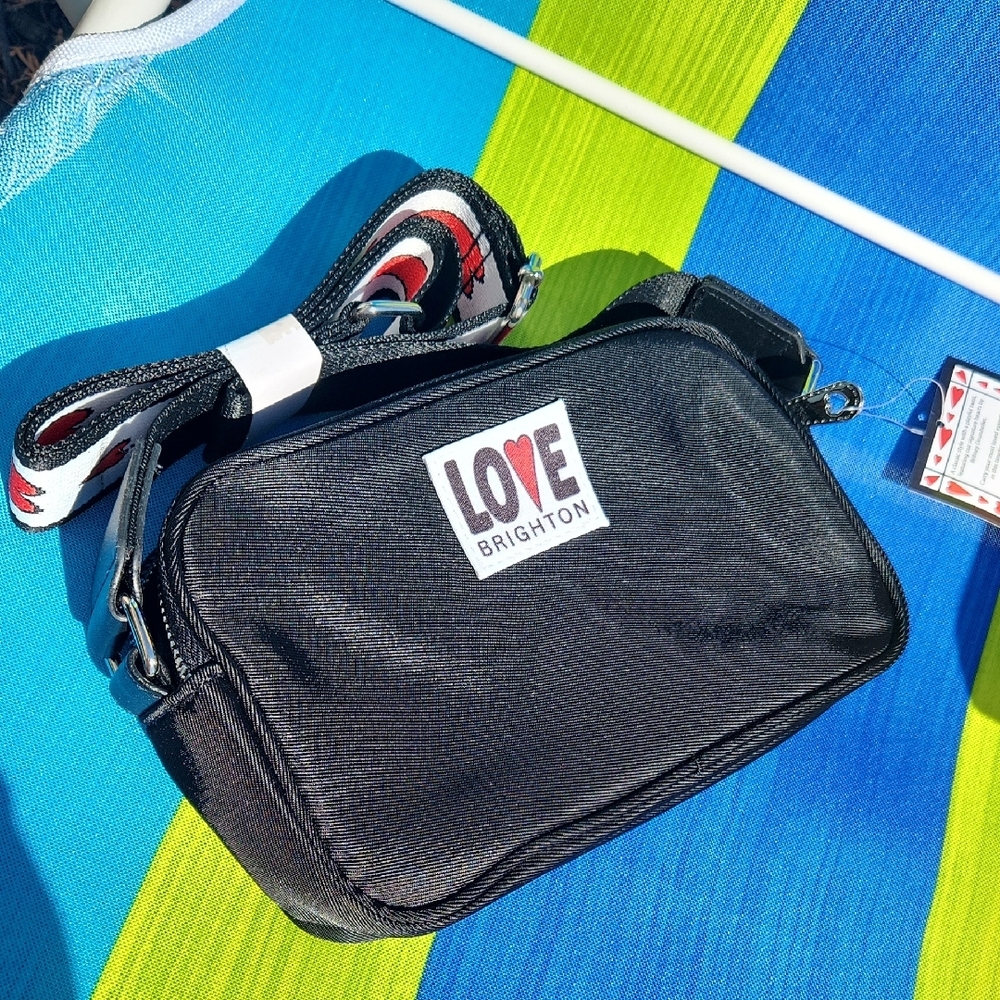 ✨️Brighton Black Crossbody with White Heart-Print Strap
